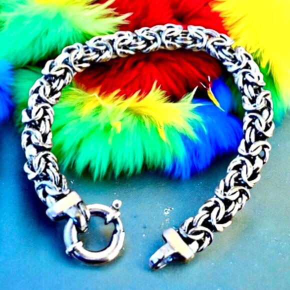 Sterling Silver Chain Bracelet Vintage Signed 16 grams Made in Italy 7.5" - Picture 13 of 13